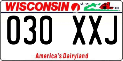 WI license plate 030XXJ