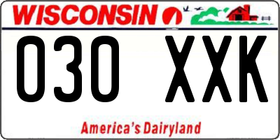 WI license plate 030XXK