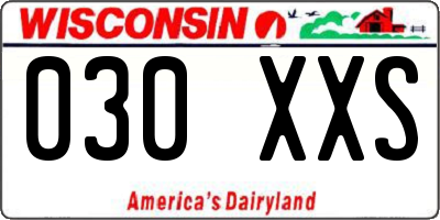 WI license plate 030XXS