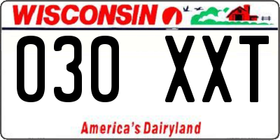 WI license plate 030XXT