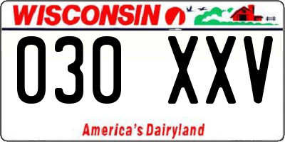 WI license plate 030XXV