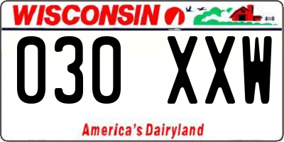 WI license plate 030XXW