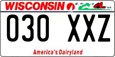 WI license plate 030XXZ