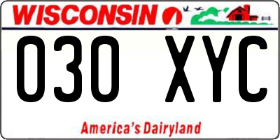 WI license plate 030XYC