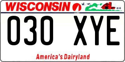WI license plate 030XYE