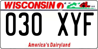 WI license plate 030XYF