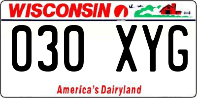 WI license plate 030XYG