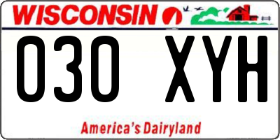 WI license plate 030XYH
