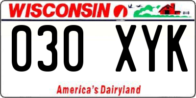 WI license plate 030XYK