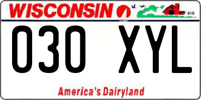 WI license plate 030XYL