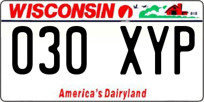 WI license plate 030XYP