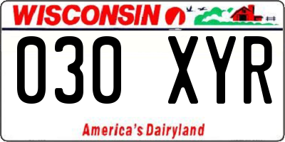 WI license plate 030XYR