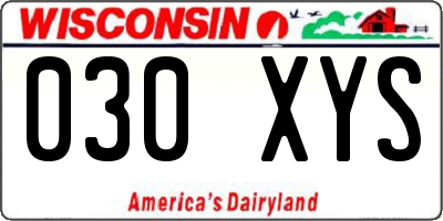 WI license plate 030XYS