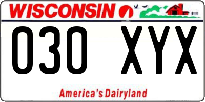 WI license plate 030XYX