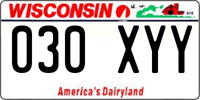 WI license plate 030XYY