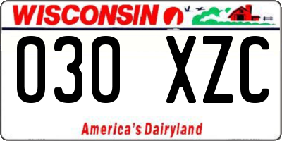 WI license plate 030XZC