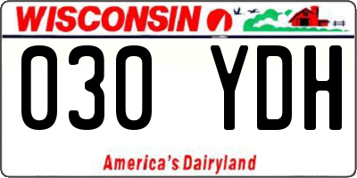 WI license plate 030YDH