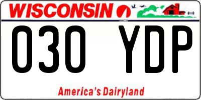 WI license plate 030YDP
