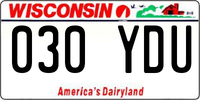 WI license plate 030YDU