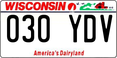 WI license plate 030YDV
