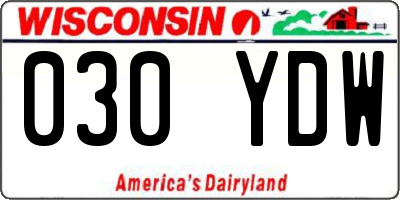 WI license plate 030YDW