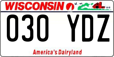 WI license plate 030YDZ