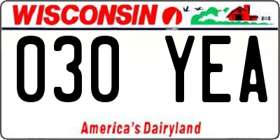 WI license plate 030YEA