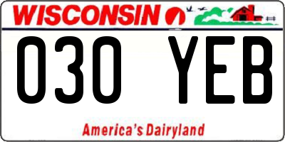 WI license plate 030YEB