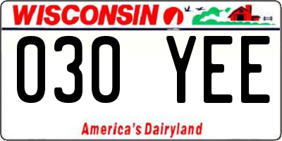 WI license plate 030YEE