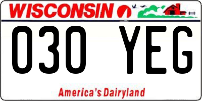 WI license plate 030YEG