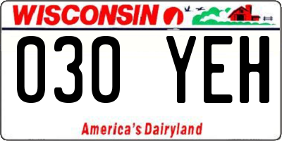 WI license plate 030YEH