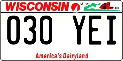 WI license plate 030YEI