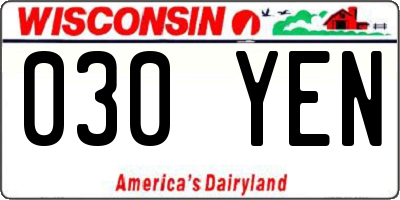 WI license plate 030YEN