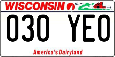 WI license plate 030YEO