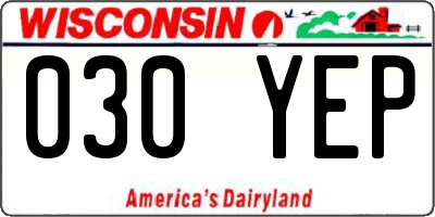 WI license plate 030YEP