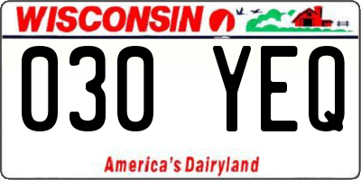 WI license plate 030YEQ