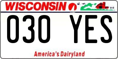WI license plate 030YES