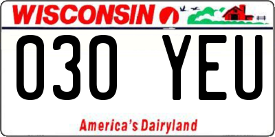 WI license plate 030YEU