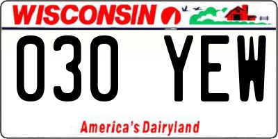 WI license plate 030YEW