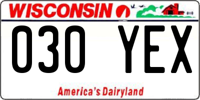 WI license plate 030YEX