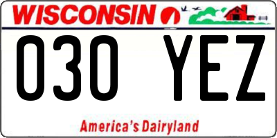 WI license plate 030YEZ