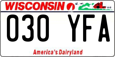 WI license plate 030YFA