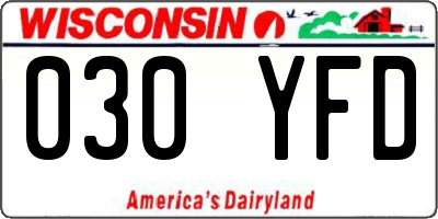 WI license plate 030YFD