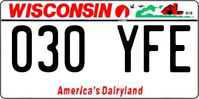 WI license plate 030YFE