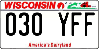 WI license plate 030YFF