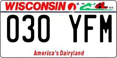 WI license plate 030YFM