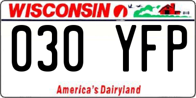 WI license plate 030YFP