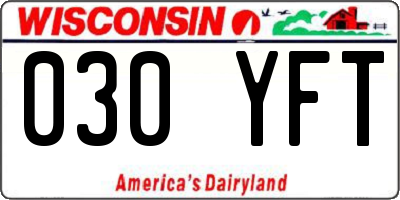 WI license plate 030YFT