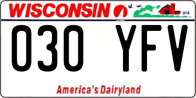 WI license plate 030YFV