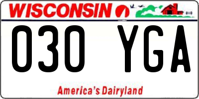 WI license plate 030YGA